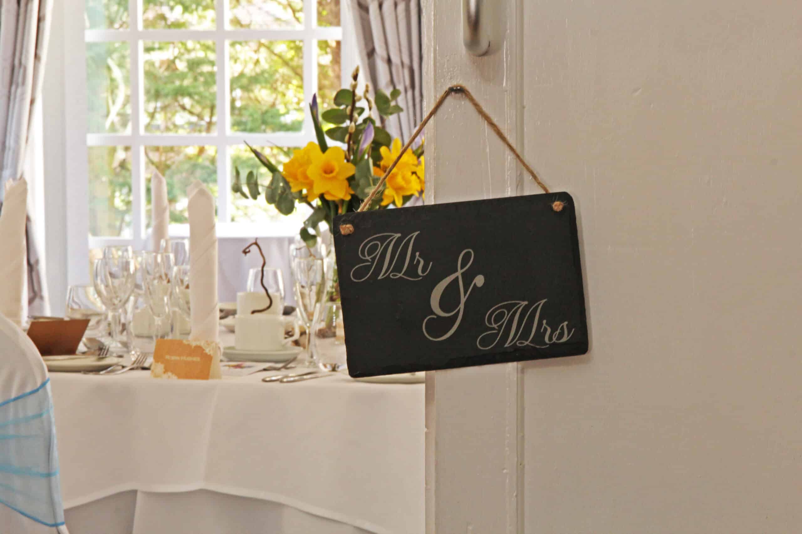 'Mr & Mrs' Welsh Slate Hanging Sign