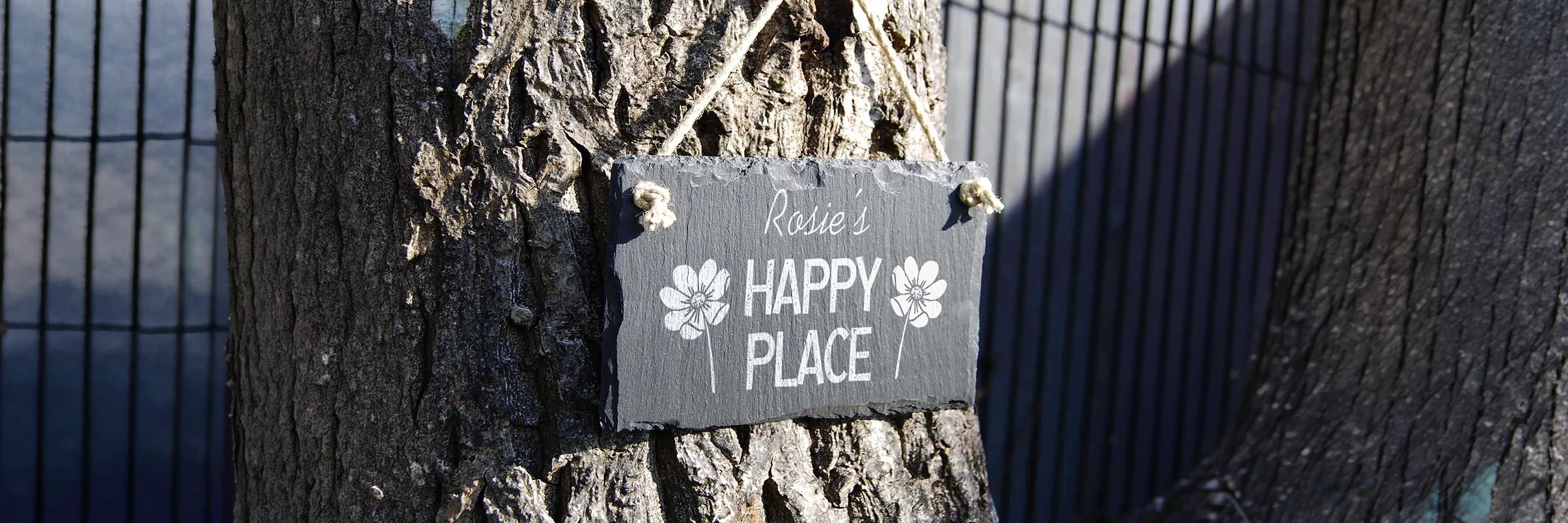 Hanging Slate Rectangle Sign with Quote engraved on to it