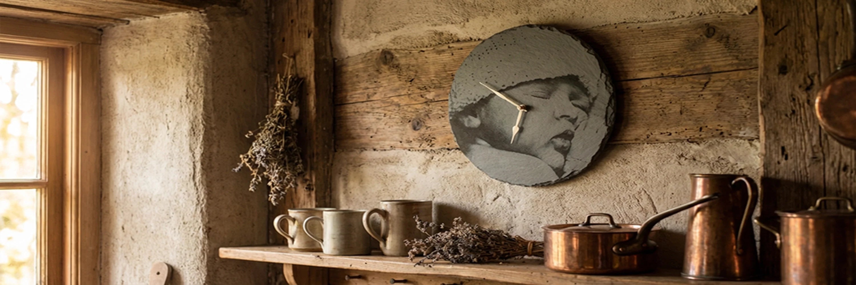 Engraved Slate Clock with photograph on it
