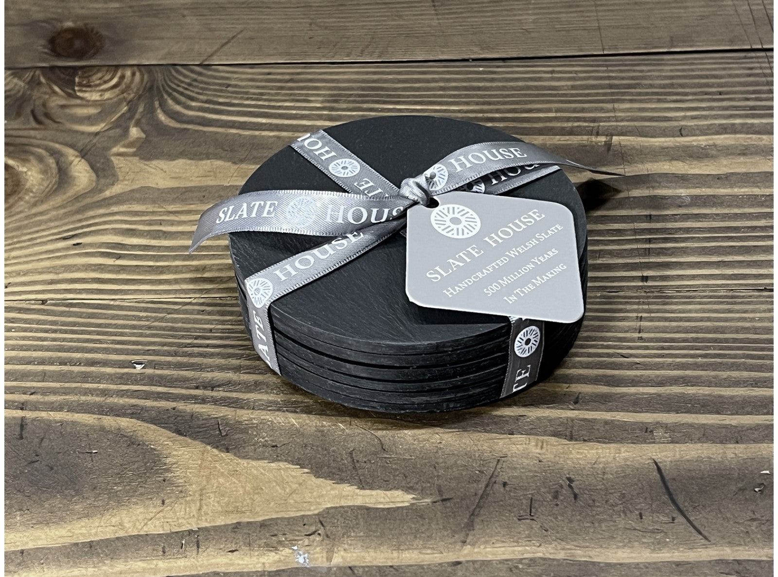 6 x 110mm Round Welsh Slate Coasters