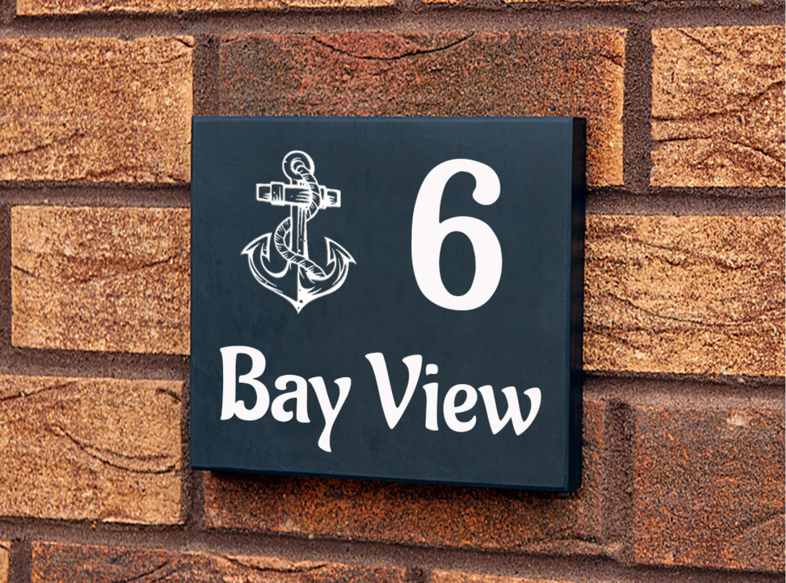 Welsh slate deep engraved polished house sign 200mm x 200mm