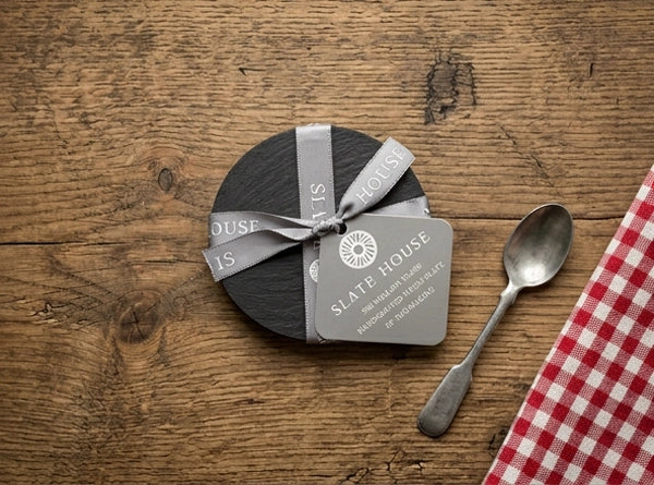 2 x 85mm Round Welsh Slate Coasters