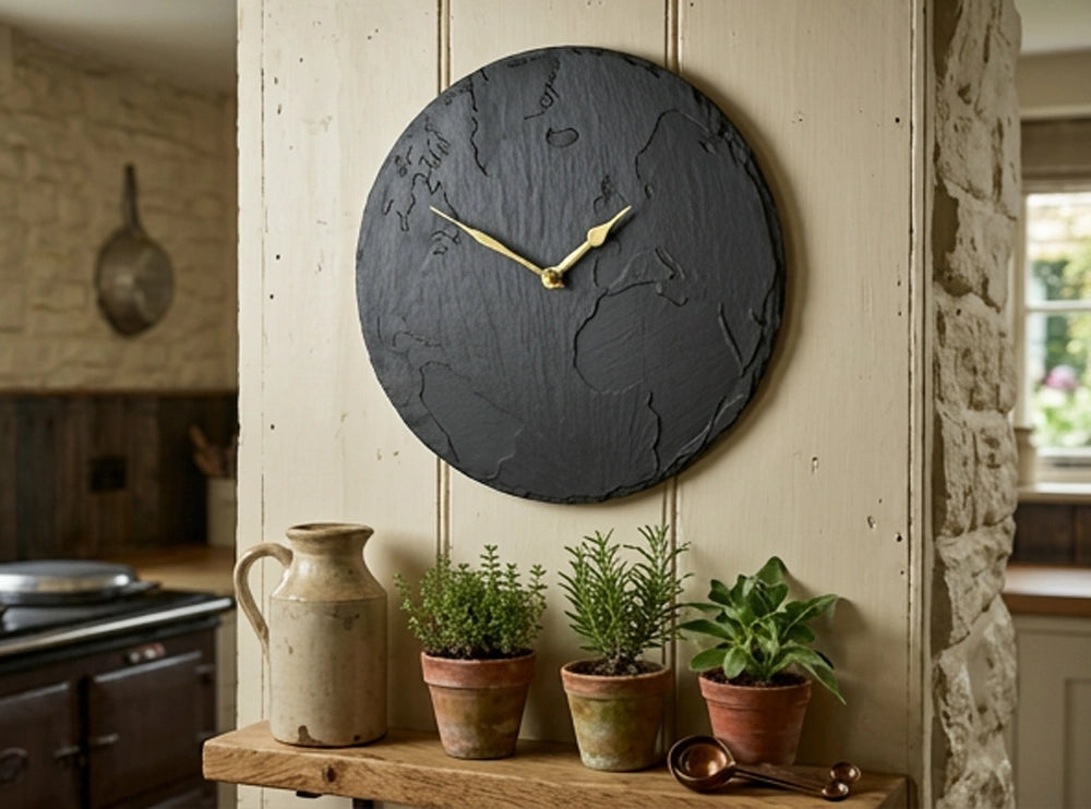 Welsh Slate Wall Clock | Map Of The World