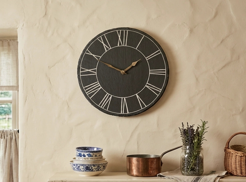 Welsh Slate Wall Clock | Roman Numerals