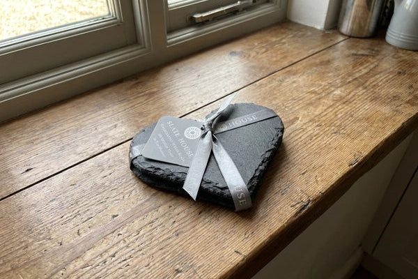 2 x Heart Shaped Welsh Slate Coasters