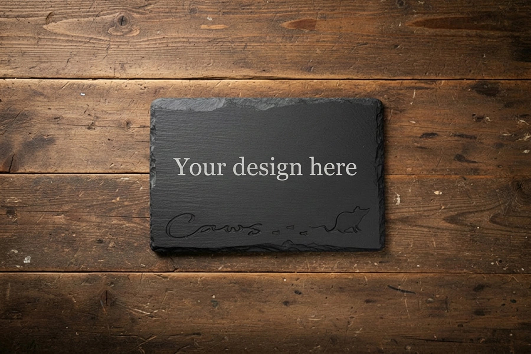 Personalised Welsh slate deep engraved cheese board - Deep Caws Mouse