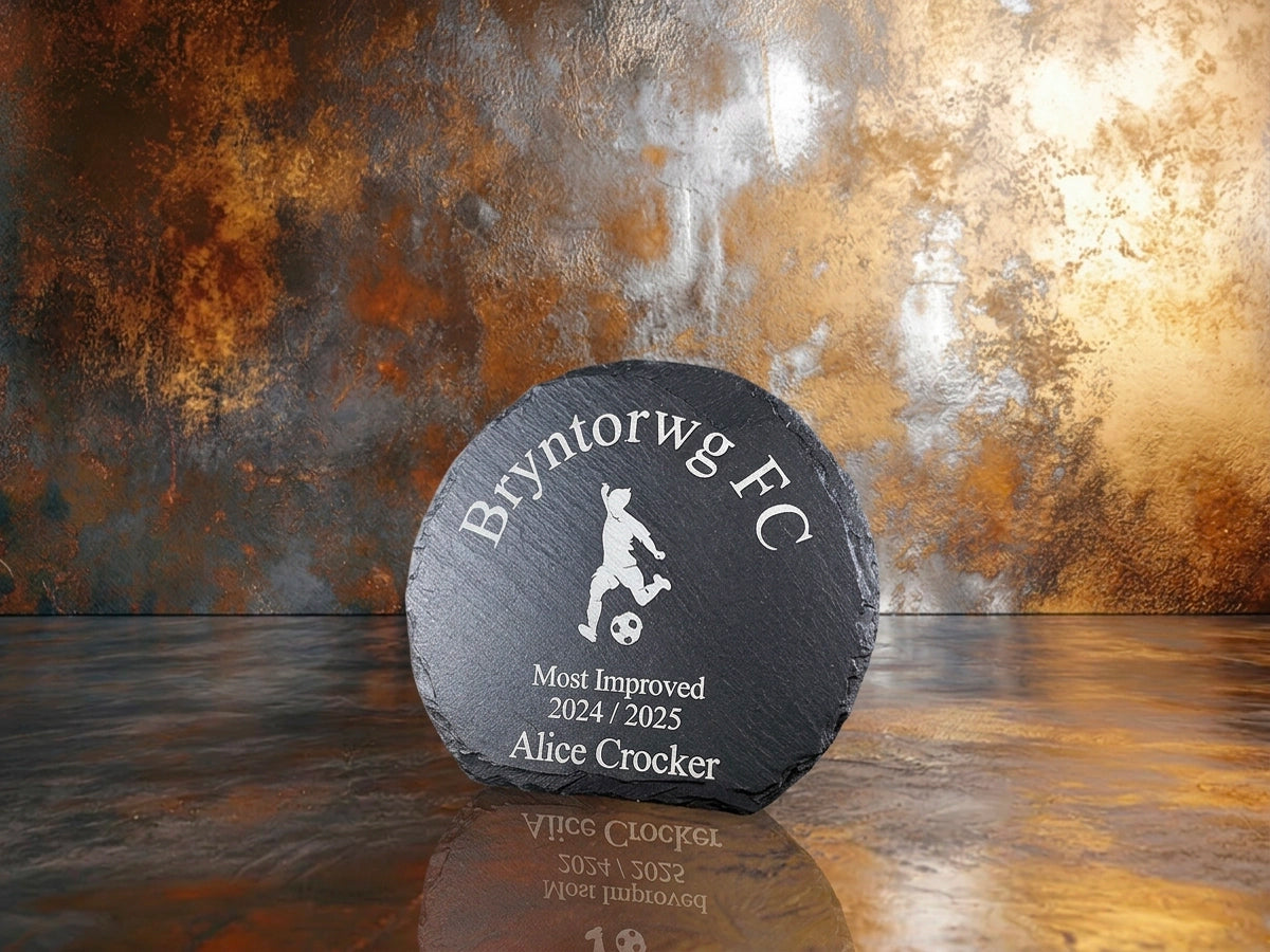 Welsh Slate Football trophy Medium