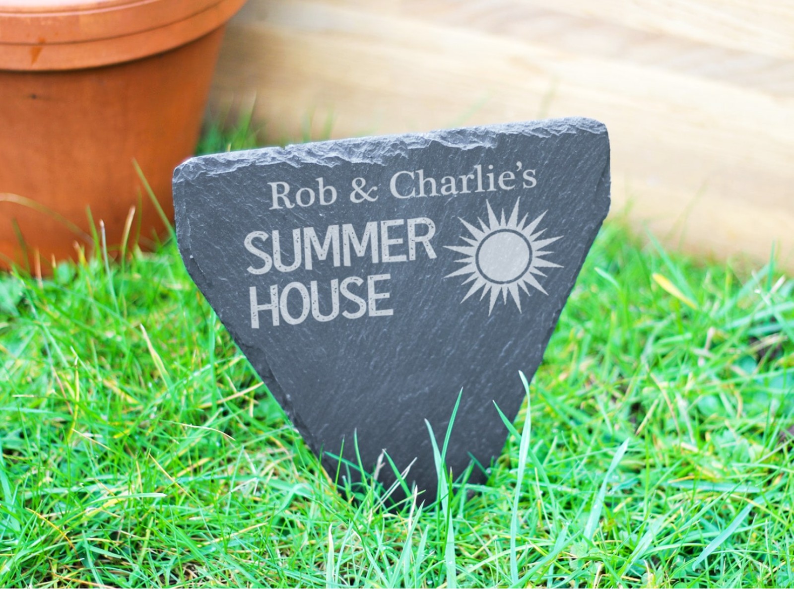 Personalised, 'summer house' garden marker