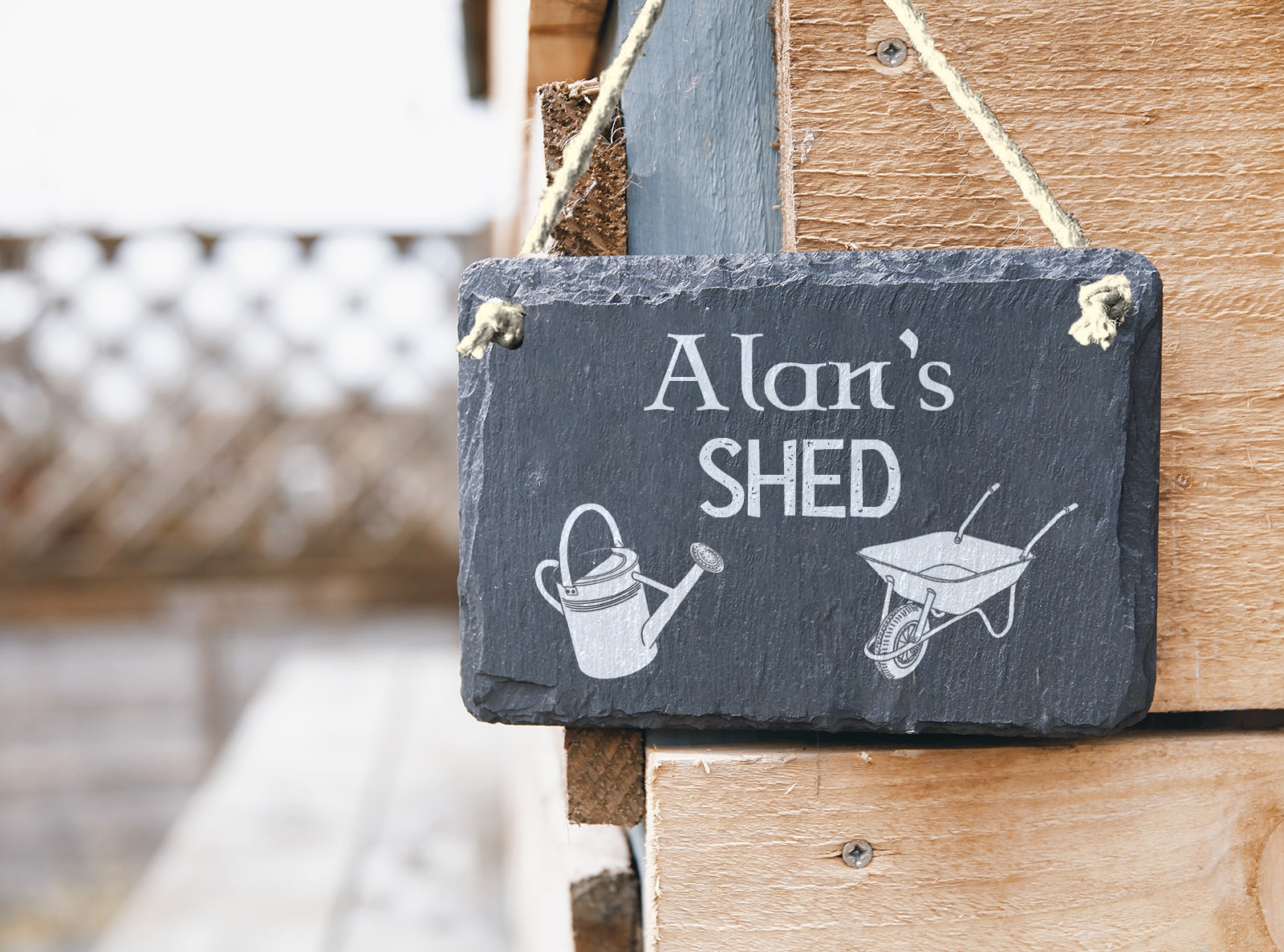 Hand-cut Welsh slate personalised garden shed sign