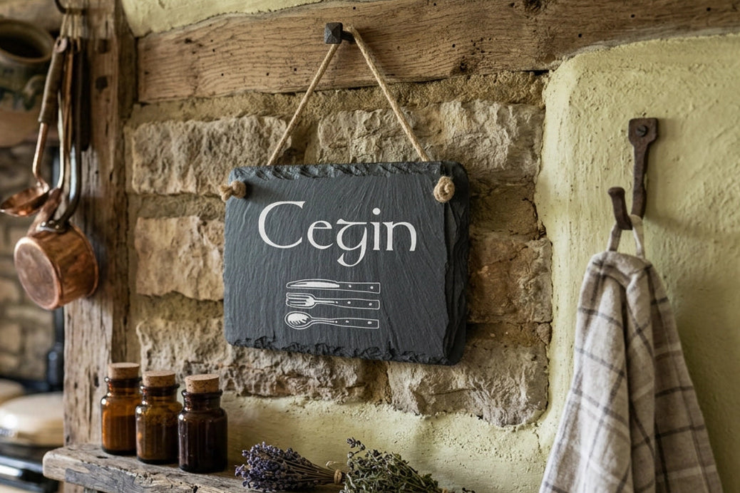 Cegin Kitchen Welsh Slate Sign