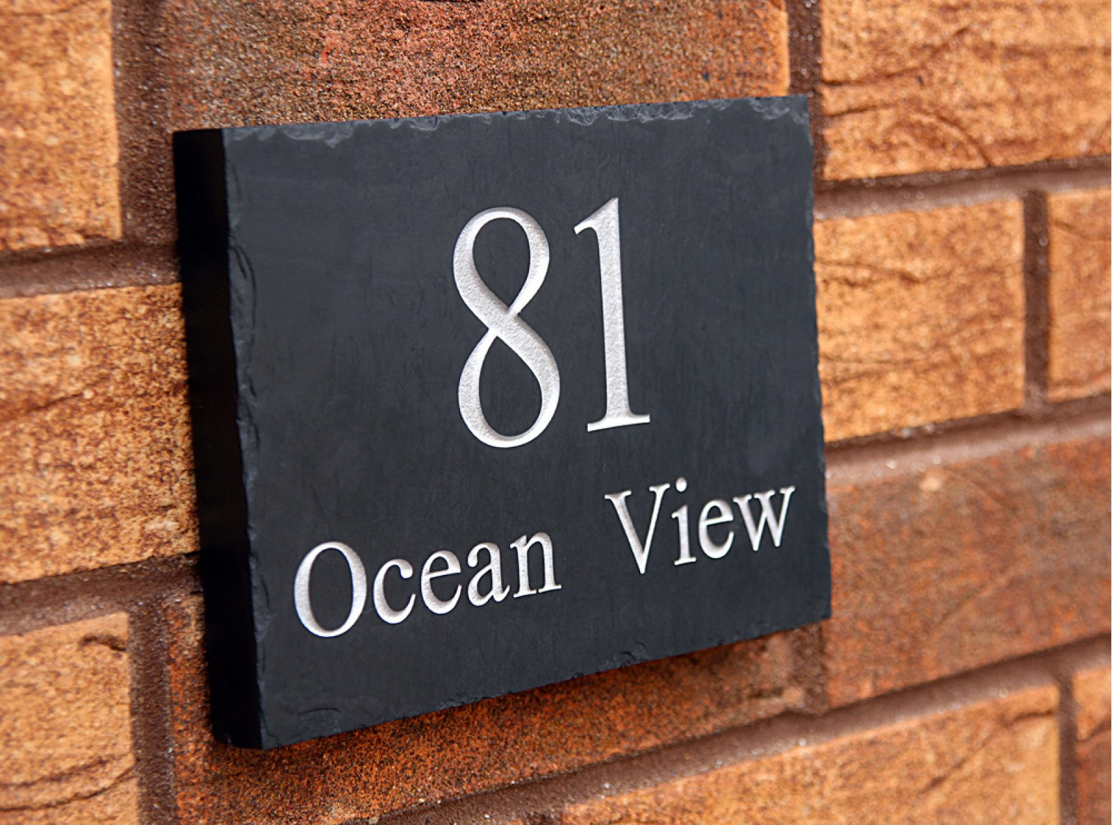 Welsh slate deep engraved polished house sign 150mm x 200mm