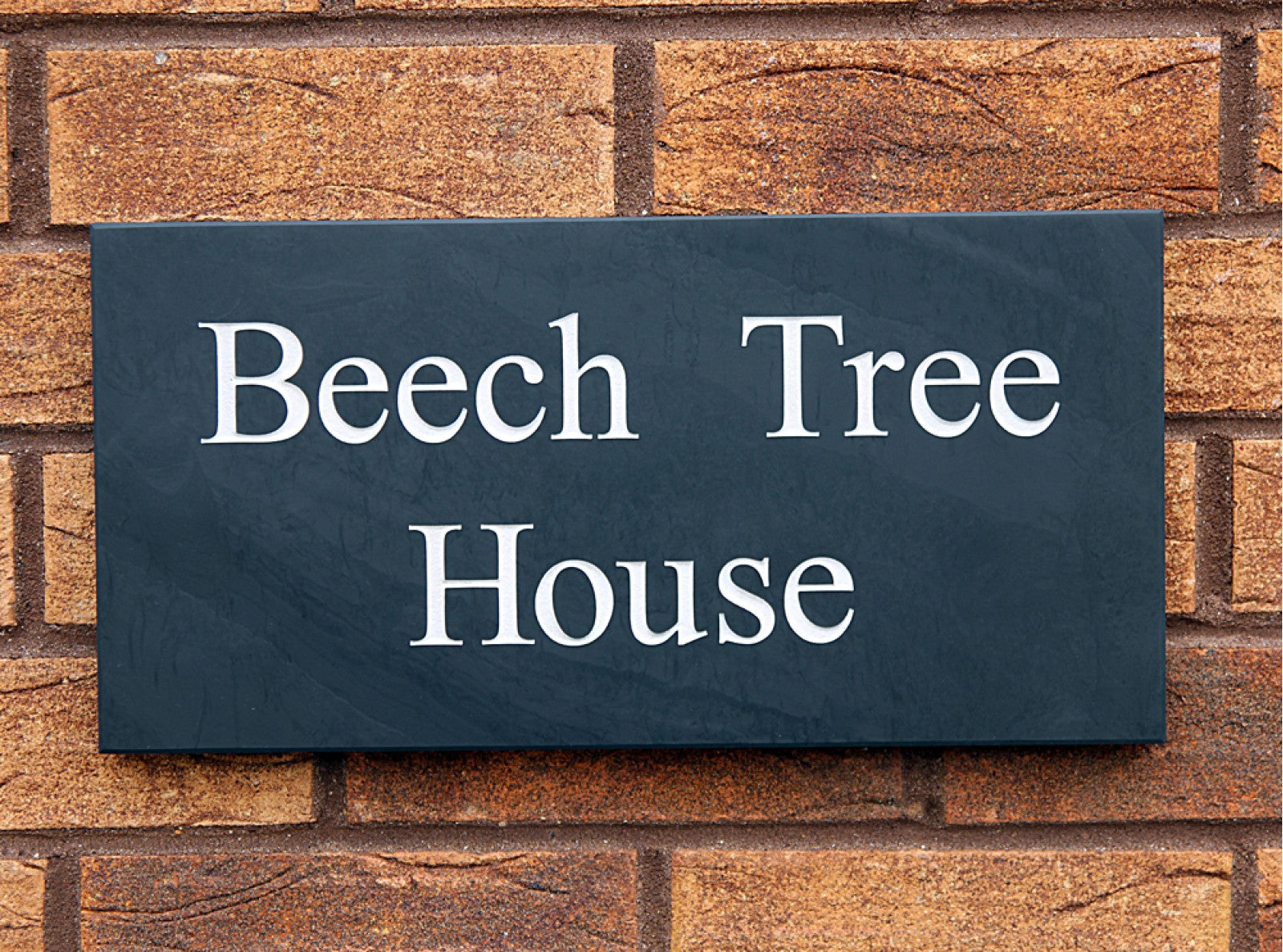 Welsh slate deep engraved polished house sign 200mm x 400mm