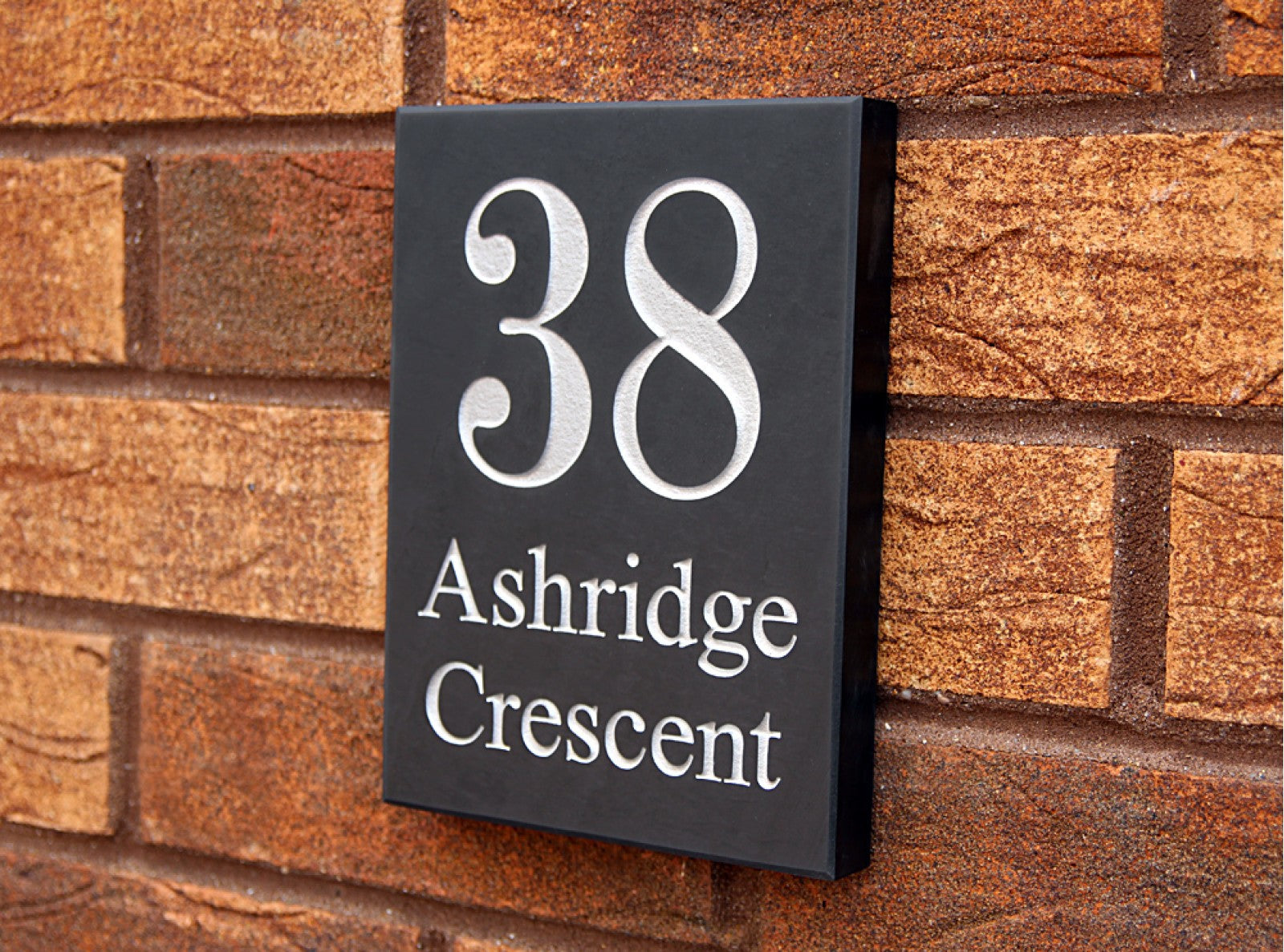 Welsh slate deep engraved polished house sign 200mm x 150mm