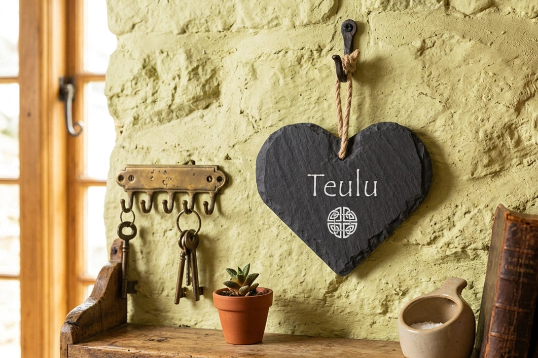 Teulu Medium Welsh Slate Sign