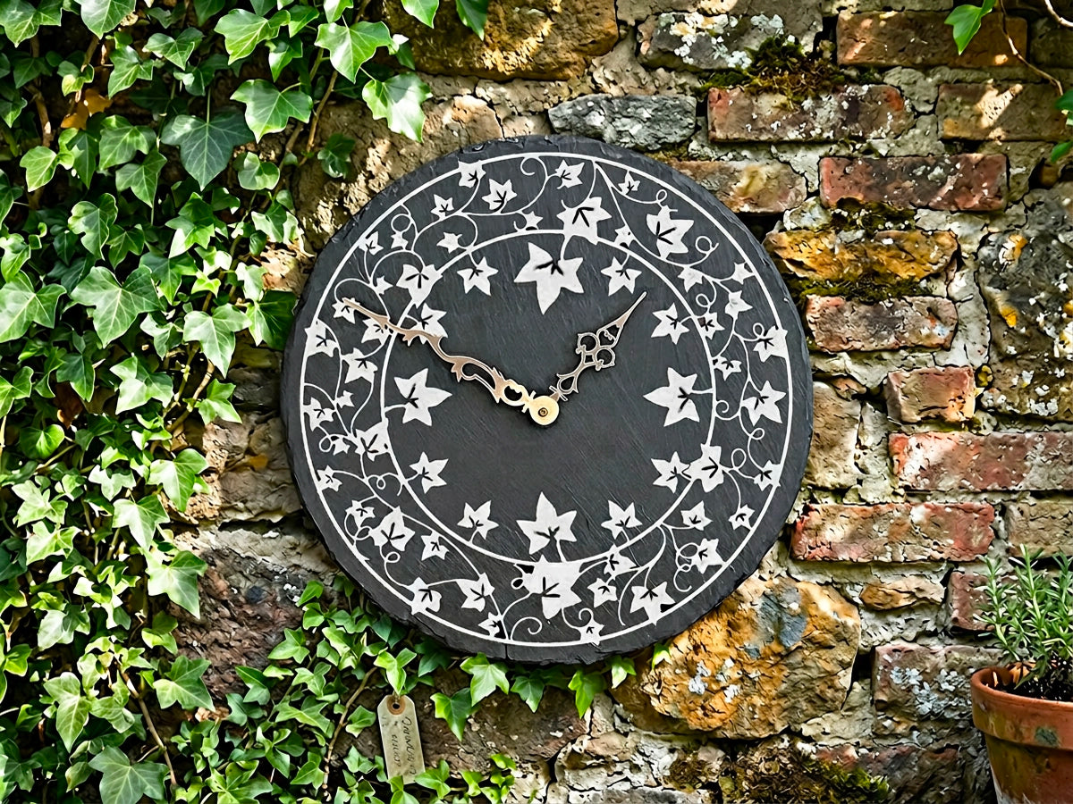 Large Welsh Slate Garden Clock - Ivy