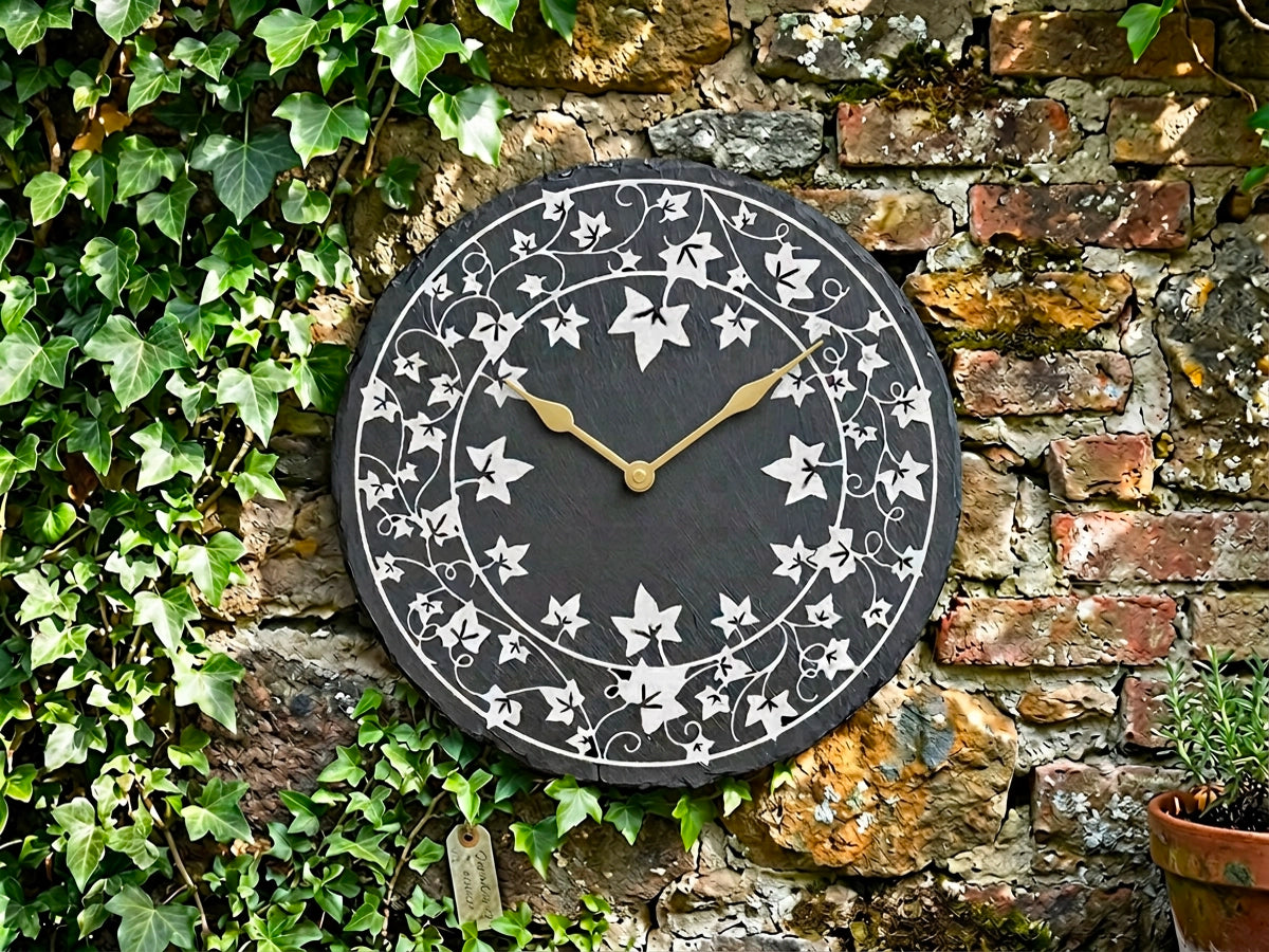 Large Welsh Slate Garden Clock - Ivy