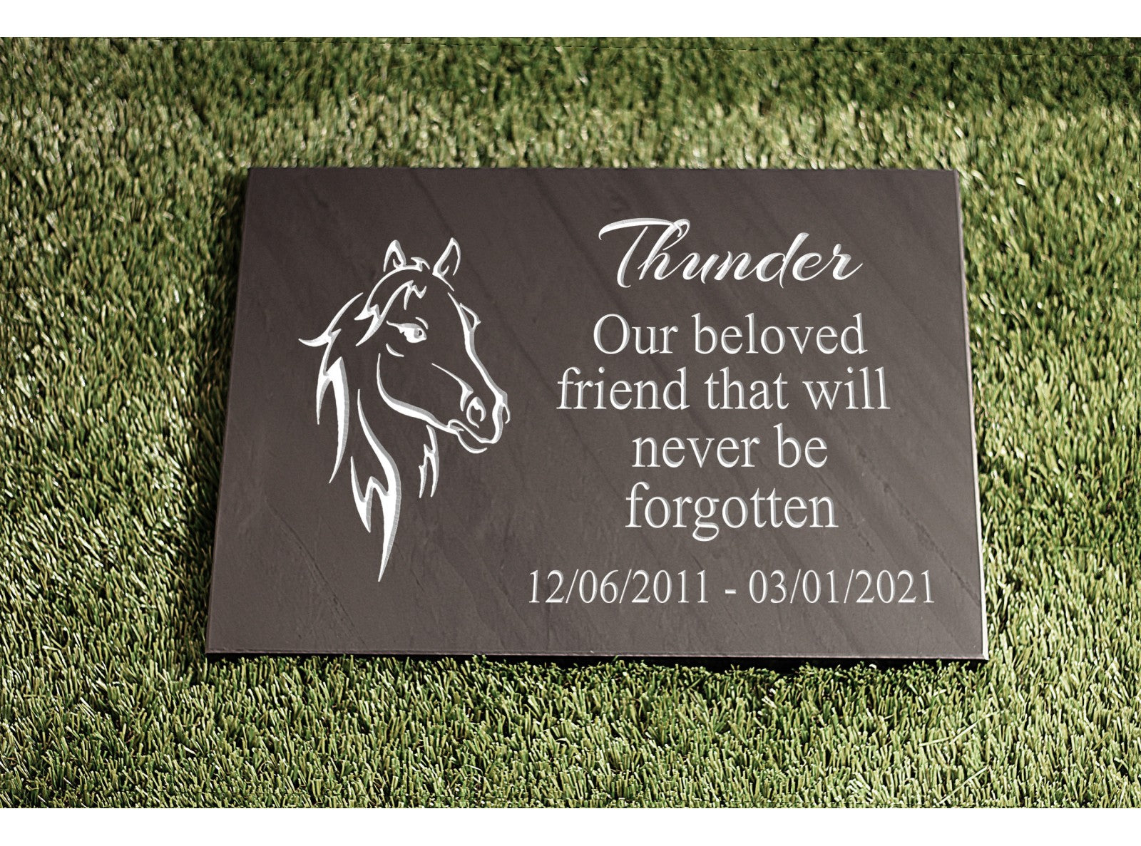 Welsh slate flat pet memorial, 300mm x 400mm