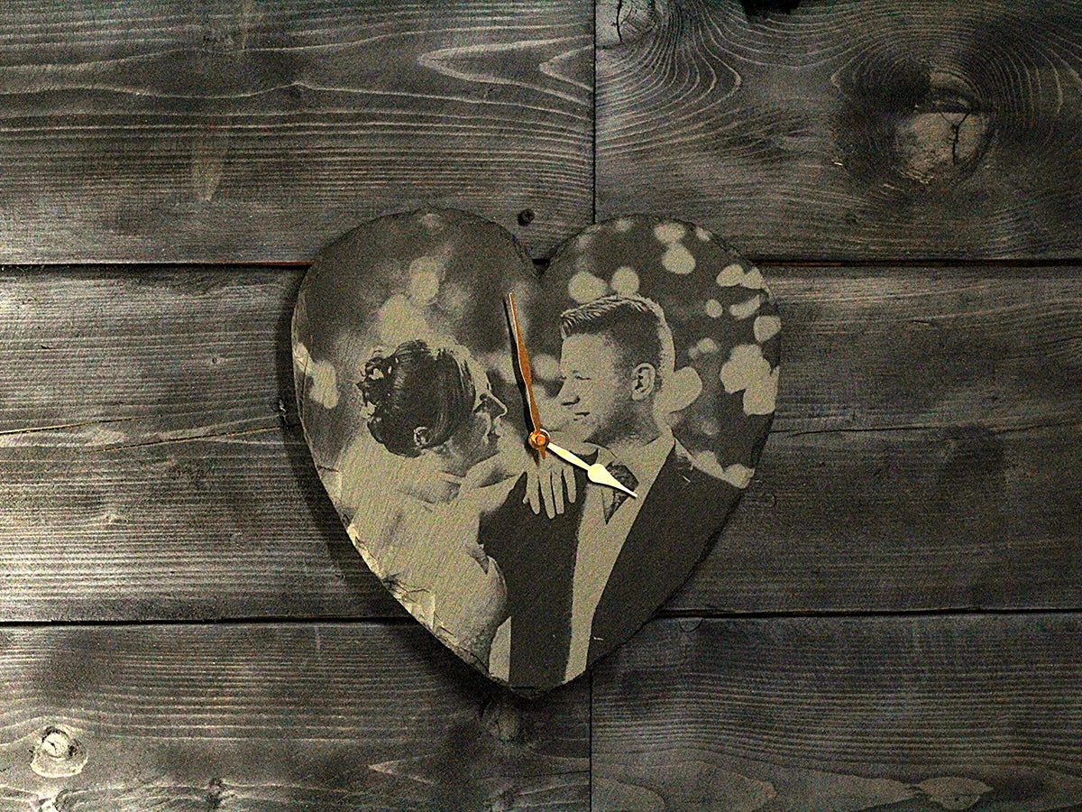 Photograph Engraving Heart Clock