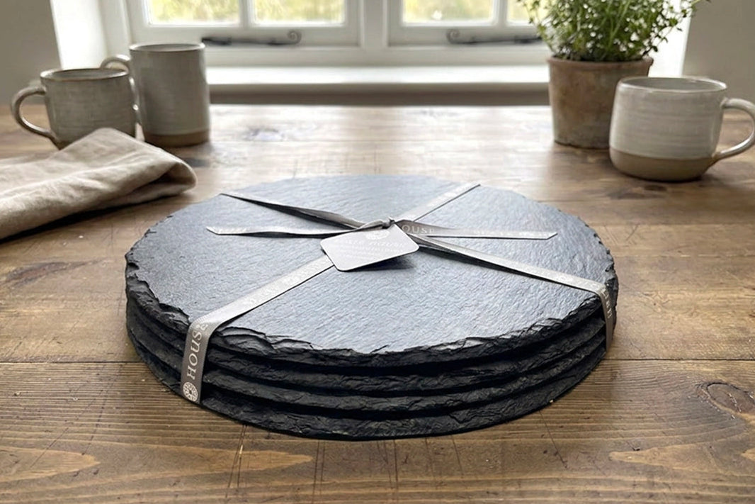 4 x Round Welsh Slate Placemats