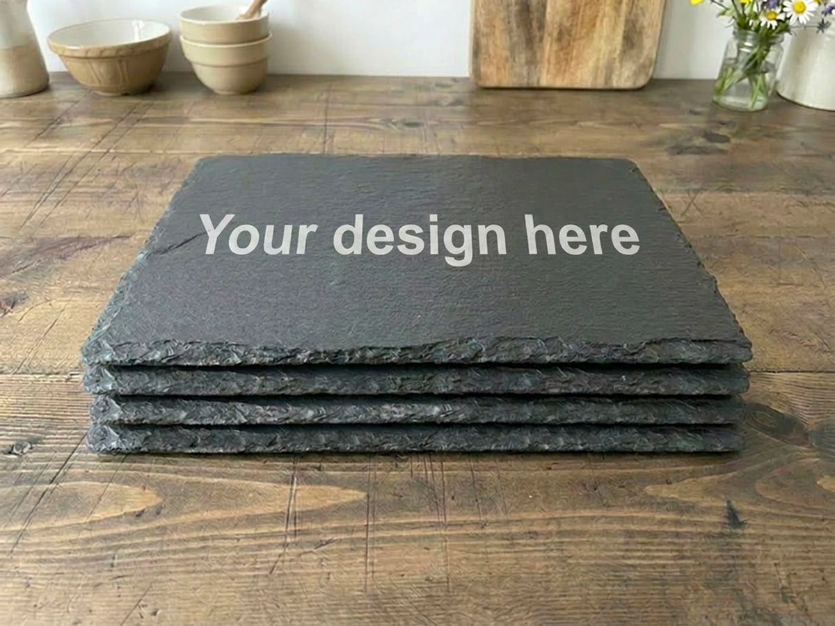 Personalised Square Welsh slate Placemat - set of 4