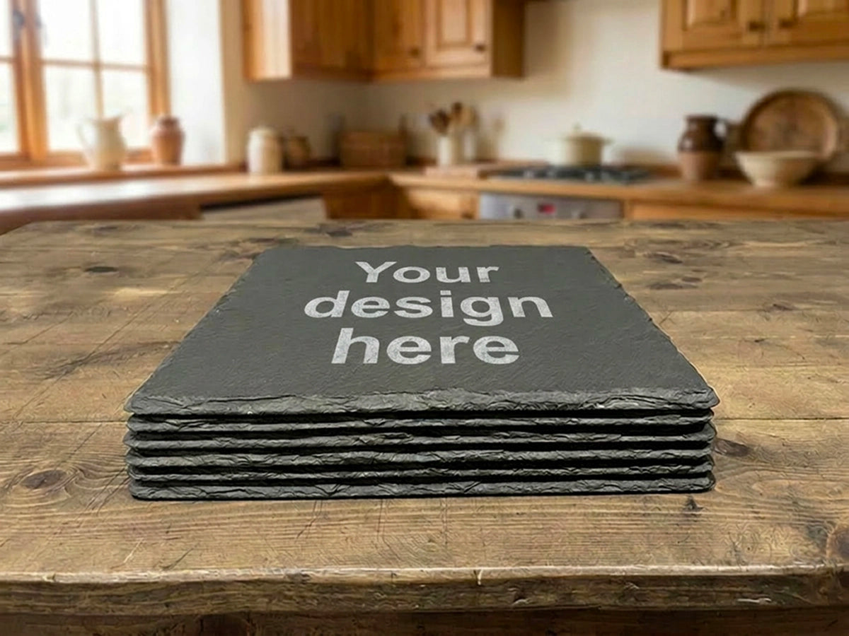 Personalised Square Welsh slate Placemat - set of 6