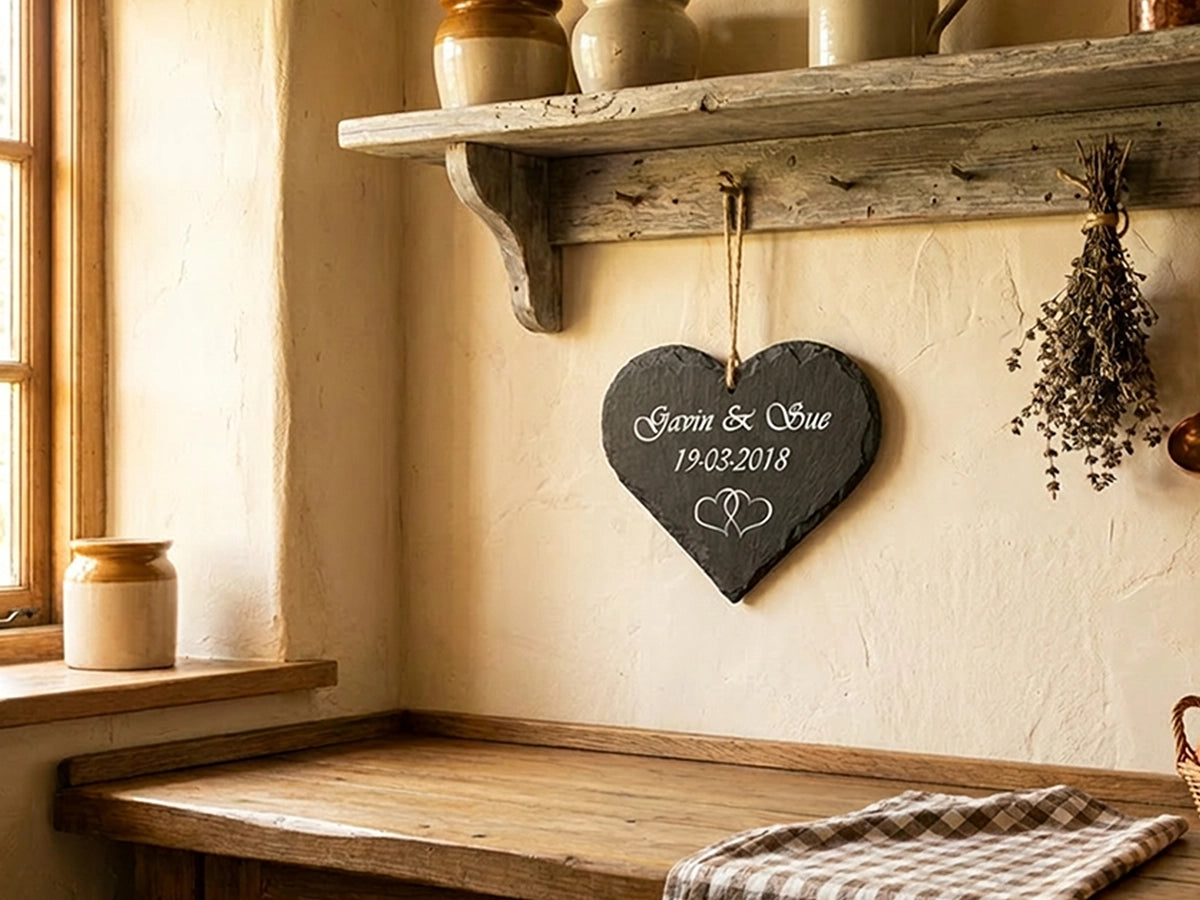 Personalised Welsh slate heart - Medium