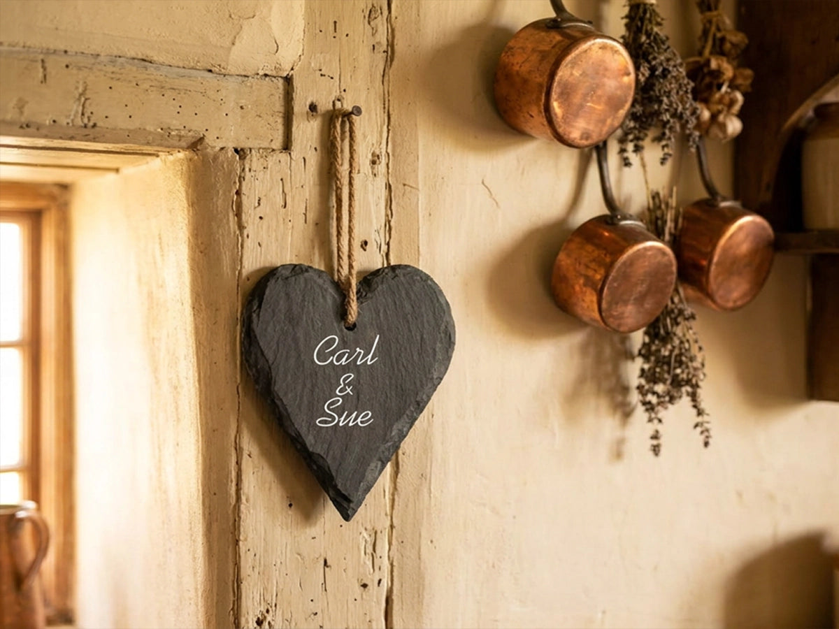 Personalised Welsh slate heart - small