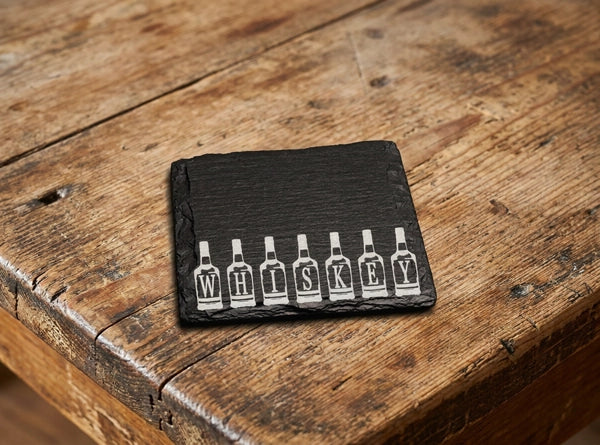 Square Welsh Slate Coaster - 'Whiskey'