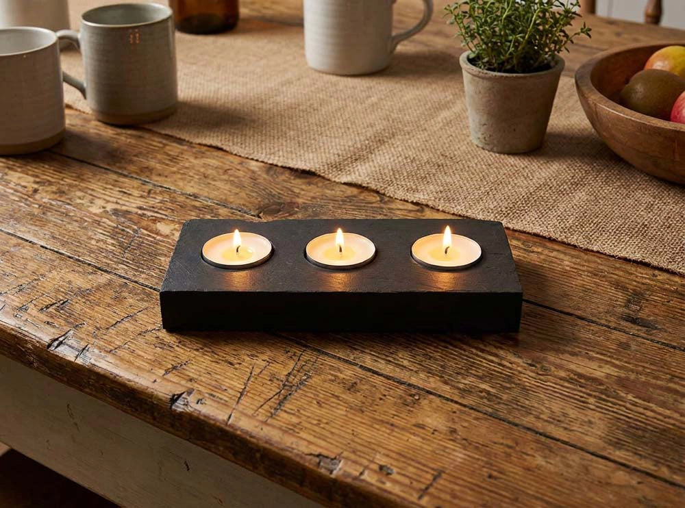 Triple Rectangle Welsh Slate Tealight Holder