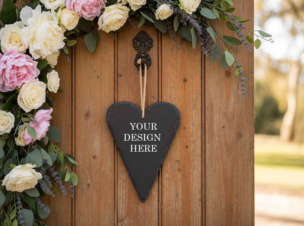 Personalised Welsh Slate large heart