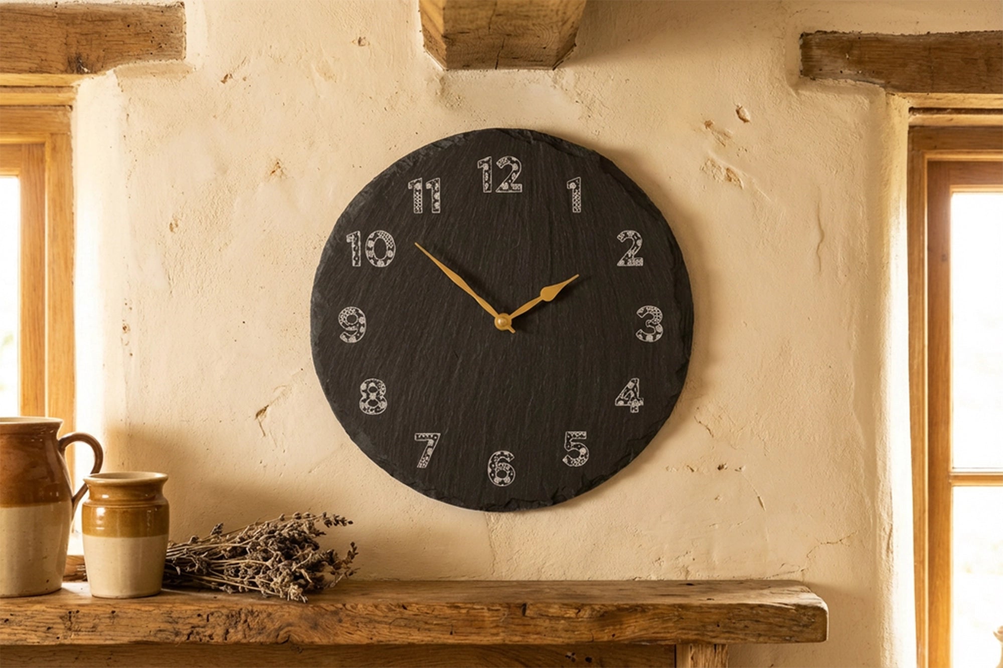 Welsh Slate Wall Clock | Welsh Tapestry Numbers