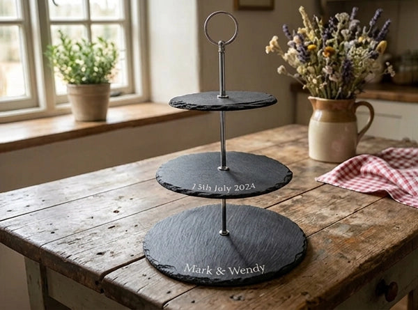 Welsh Slate Triple Cake Stand Personalised