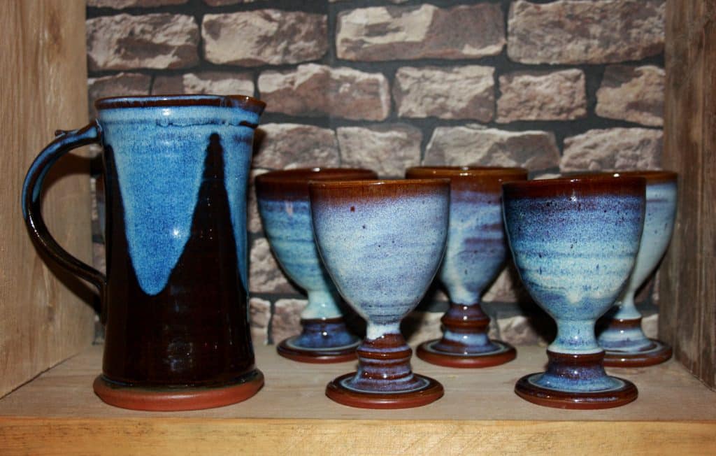 David Small Ceramic Goblets and Jug