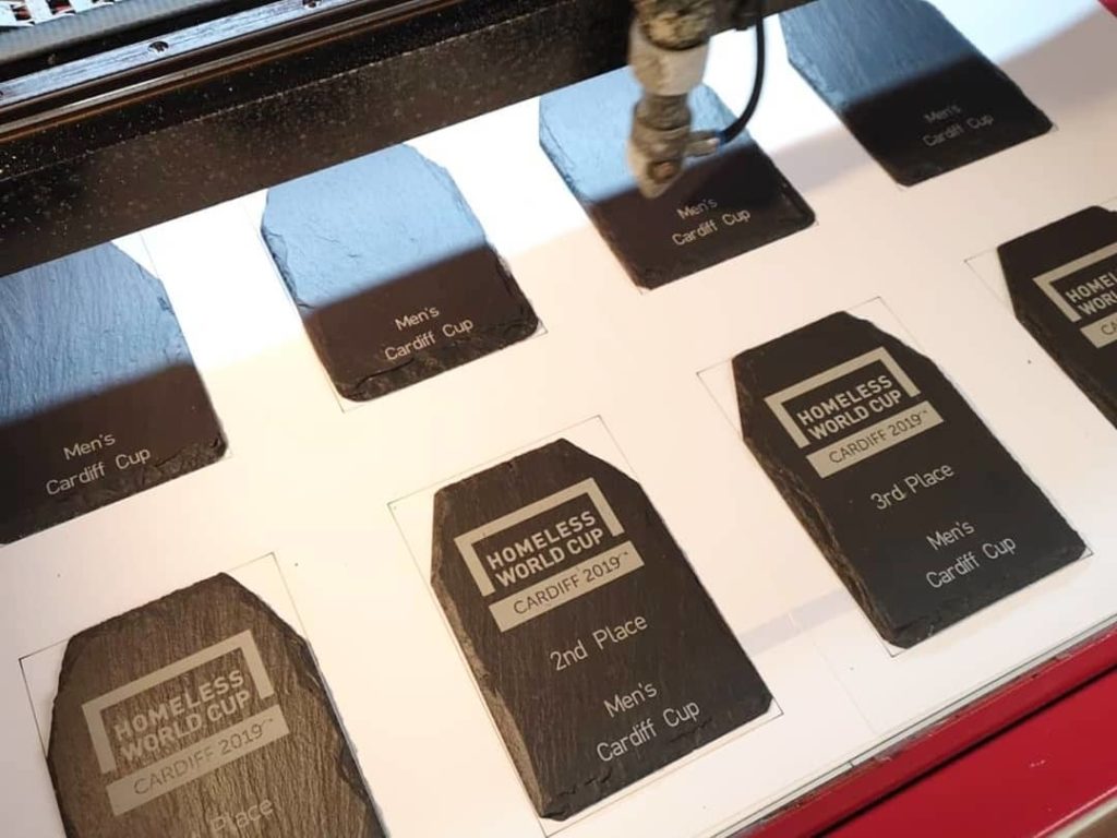 Making The Homeless World Cup Welsh Slate Trophies