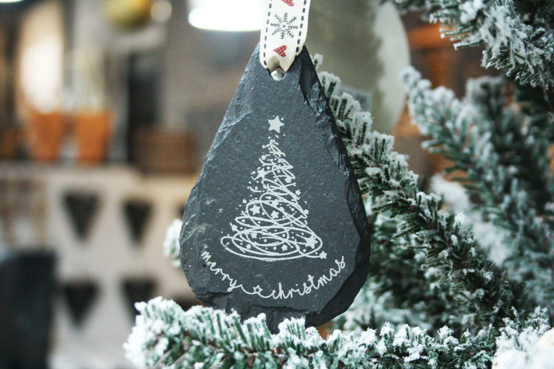 Merry Christmas Welsh Slate Tree Decoration