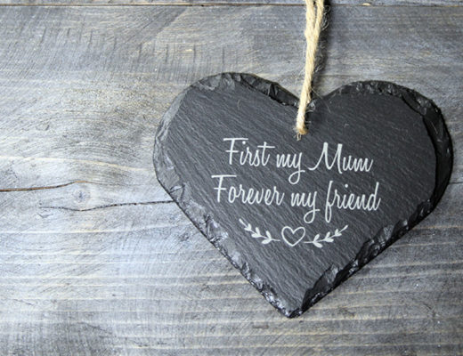 Mother's Day Welsh Slate Heart Gift