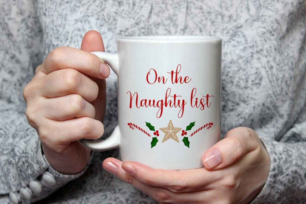 On The Naughty List Christmas Ceramic Mug