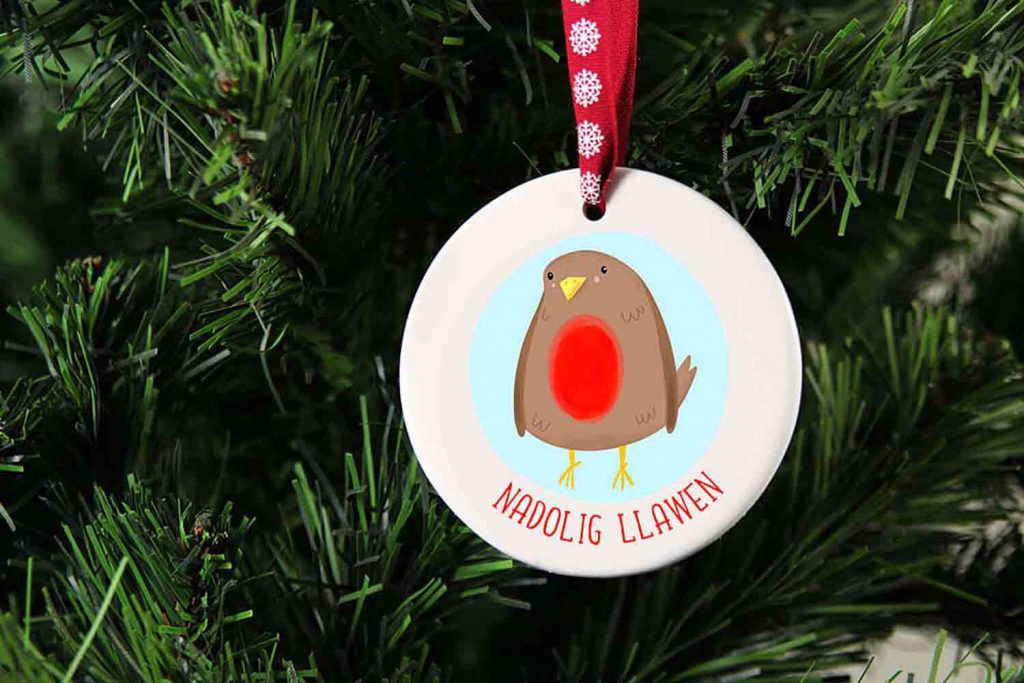 Robin Nadolig Llawen Ceramic Christmas Tree Decoration