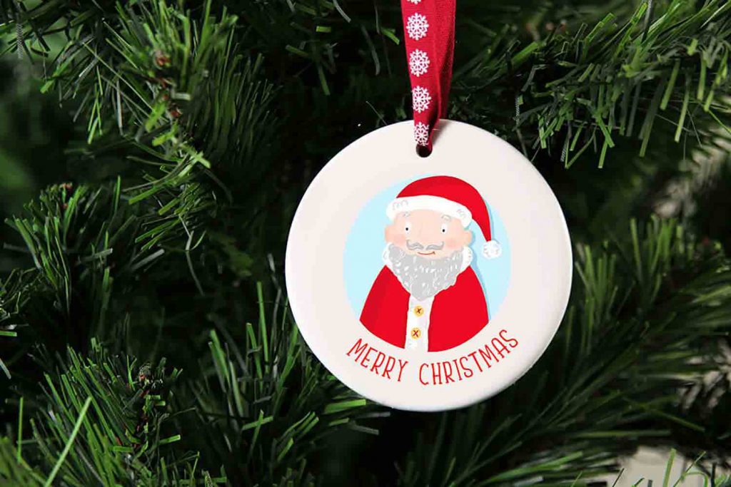 Santa Merry Christmas Ceramic Christmas Tree Decoration