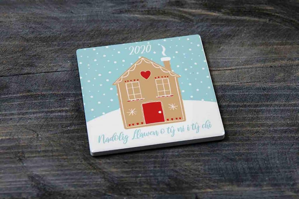 Nadolig Llawen O Ty Ni I TY Chi Ceramic Christmas Coaster