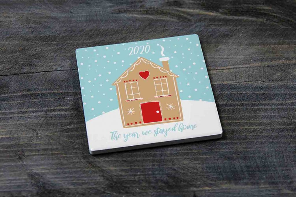 2020 The Year We Stayed Home Christmas Ceramic Coaster Gift