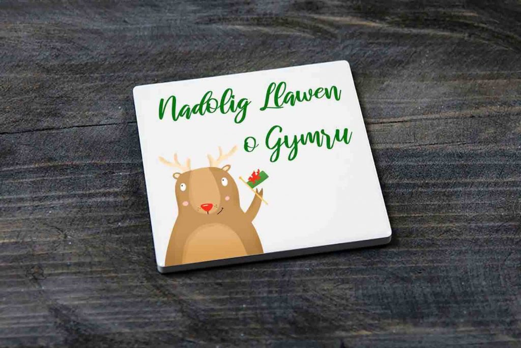 Nadolig Llawen o Gymru Christmas Ceramic Coaster Gift