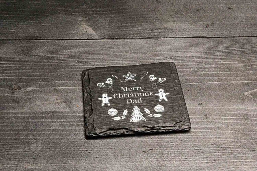 Merry Christmas Dad Welsh Slate Christmas Coaster