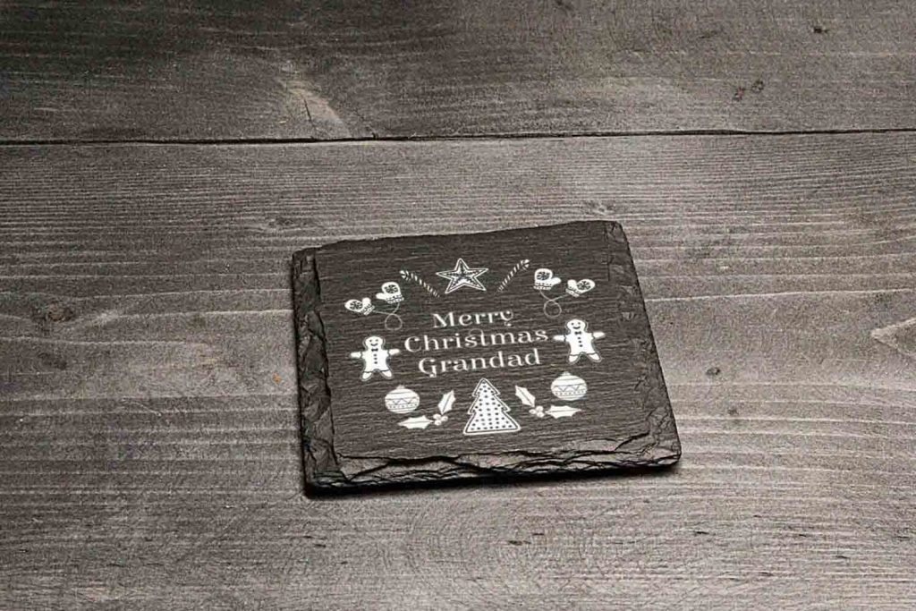 Merry Christmas Grandad Welsh Slate Christmas Coaster