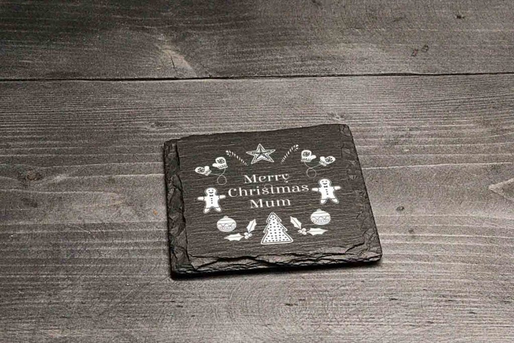 Merry Christmas Mum Welsh Slate Christmas Coaster