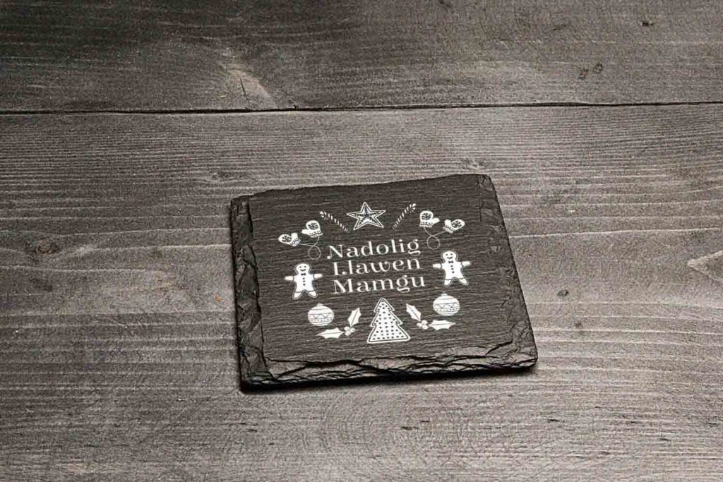 Nadolig Llawen Mamgu Welsh Slate Christmas Coaster
