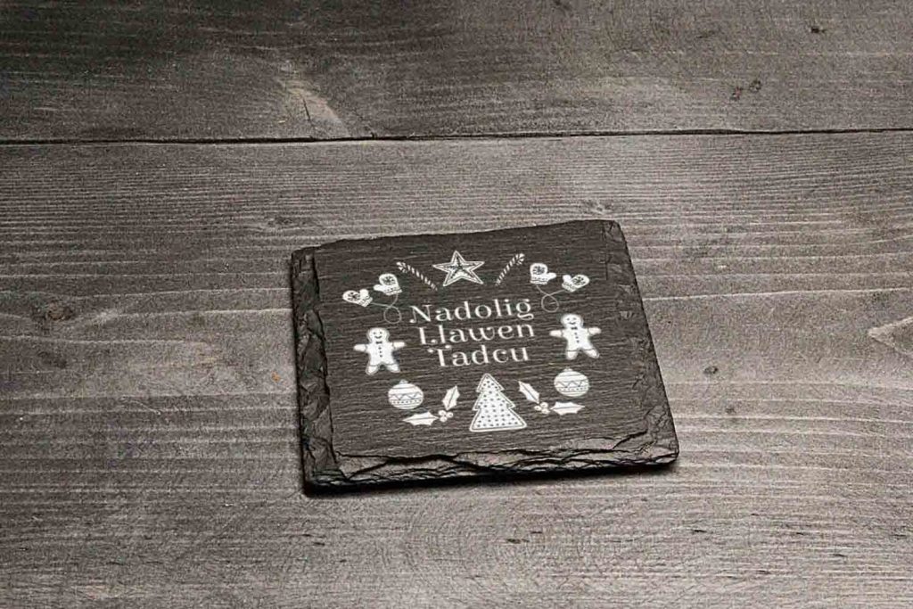 Nadolig Llawen Tadcu Welsh Slate Christmas Coaster