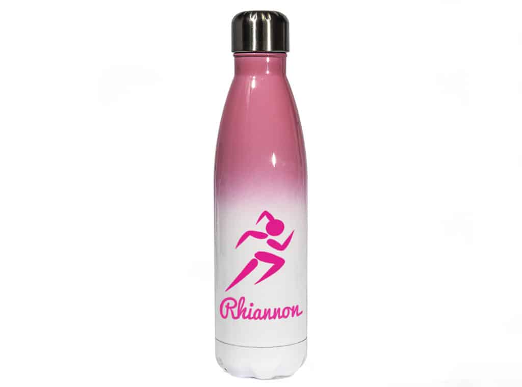 Pink Ombre Personalised Metal Water Bottle