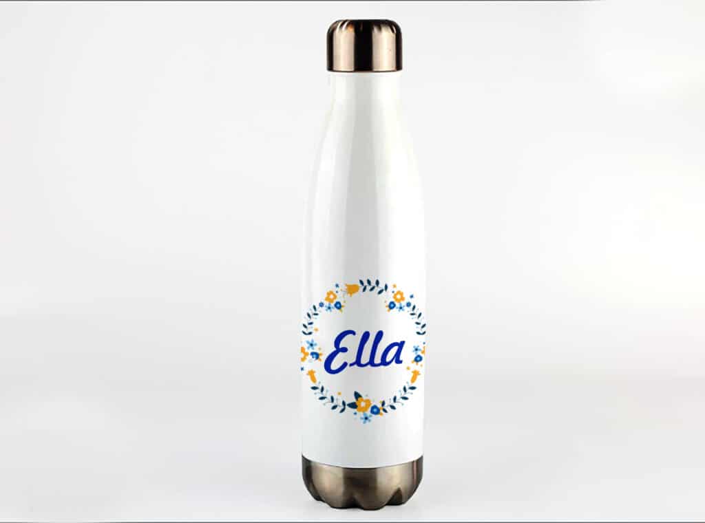 White Personalised Metal Water Bottle