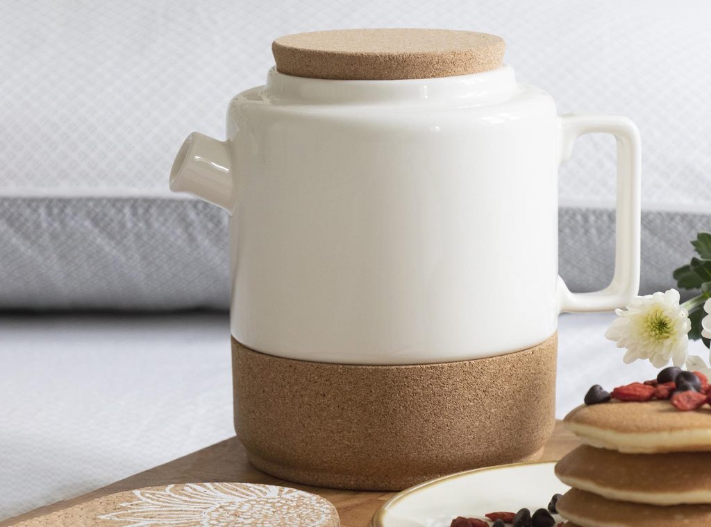 We love this cork and ceramic teapot from LIGA.  Pours beautifully and looks stunning too.